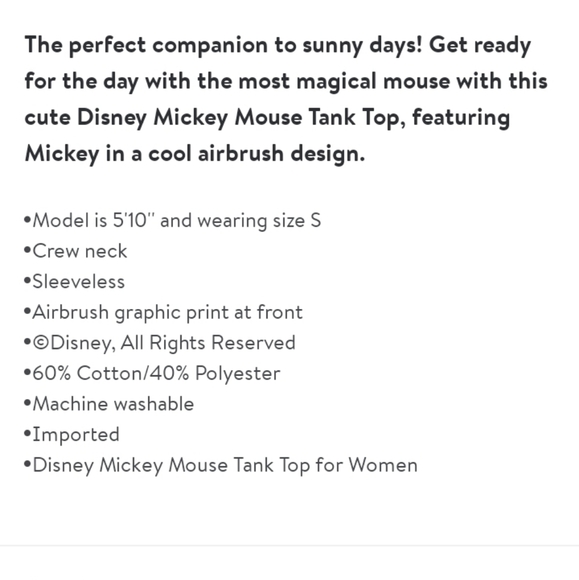 NWT Juniors Mickey Mouse Airbrushed Tank Top - Picture 4 of 4